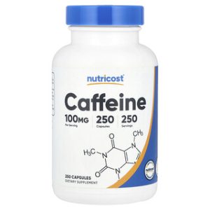 כמוסות קפאין Nutricost 100 מ"ג - 250 כמוסות