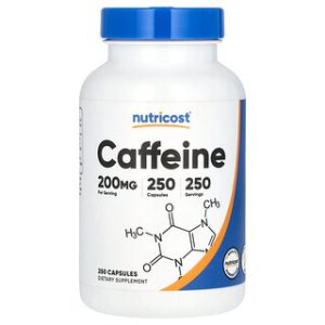 כמוסות קפאין Nutricost 200 מ"ג - 250 כמוסות