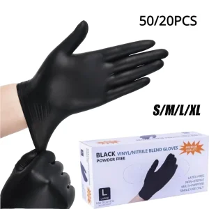 כפפות ניטריל שחורות חד פעמיות - 50 יחידות