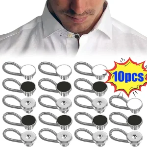 כפתורי צווארון מתכת 10 יח׳ - מאריכי כפתור גמישים