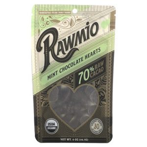 לבבות שוקולד מנטה Rawmio - 70% קקאו - 56.7 גרם