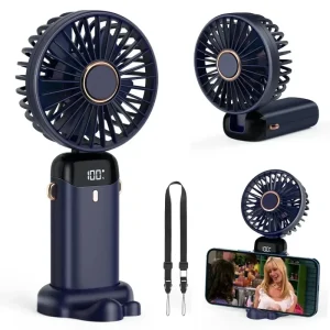 מאוורר נייד מיני נטען USB - עם תצוגה ומעמד לטלפון