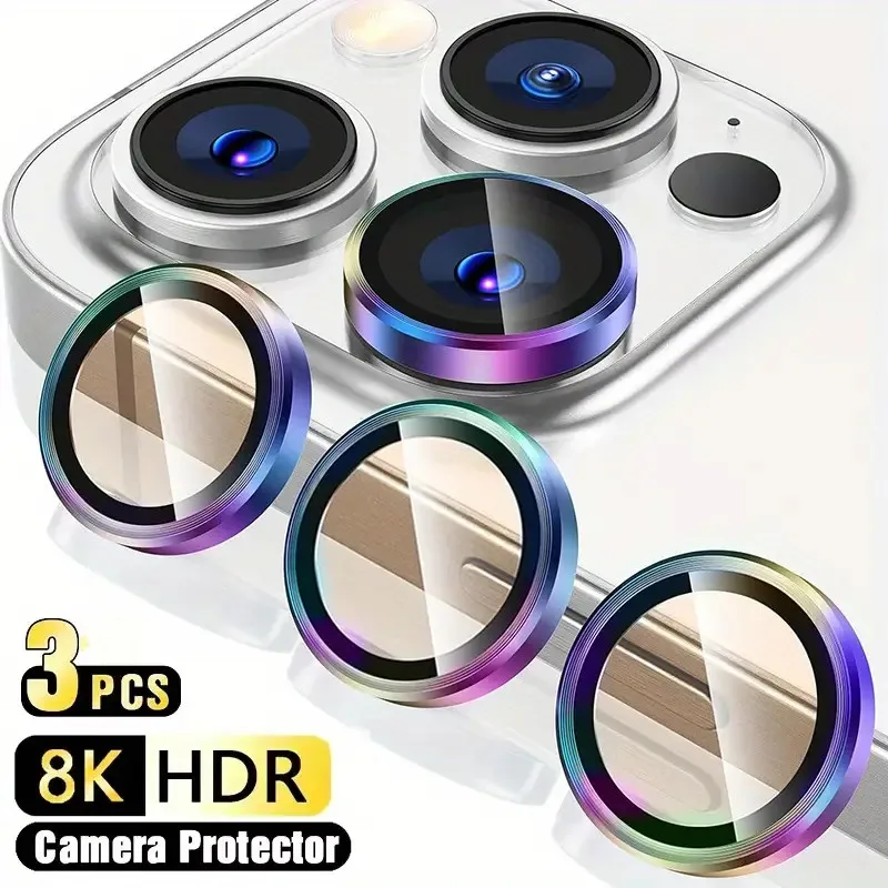 מגן עדשת מצלמה לאייפון - 3 יחידות , iPhone