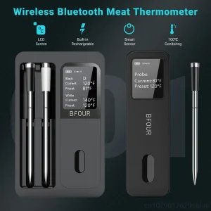 מד חום לבשר אלחוטי Bluetooth - צג LCD לצלייה