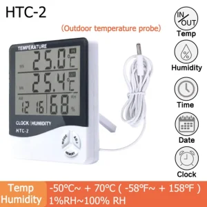 מדחום דיגיטלי LCD HTC-2,HTC-1 - טמפרטורה ולחות