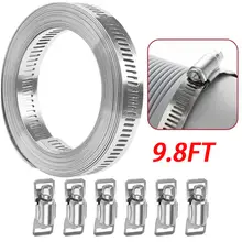 מהדקי צינור נירוסטה מתכווננים 9.8ft - ערכת הידוק חזקה
