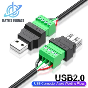 מחבר USB 2.0 - תקע Type A זכר,נקבה עם חיבור הברגה