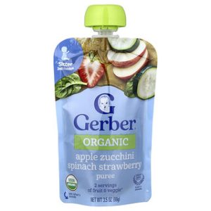 מחית תפוח-קישוא-תרד-תות אורגנית לתינוק Gerber