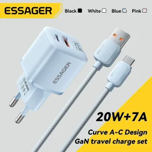 מטען Essager 20W GaN - טעינה מהירה לאייפון,אייפד