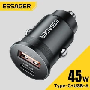 מטען לרכב Essager 45W - USB Type C לאייפון, סמסונג