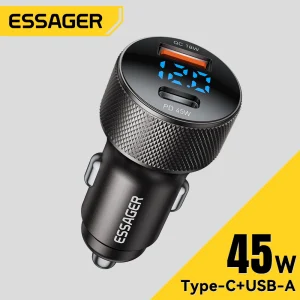 מטען לרכב USB-C 45W - Essager - טעינה מהירה ומסך