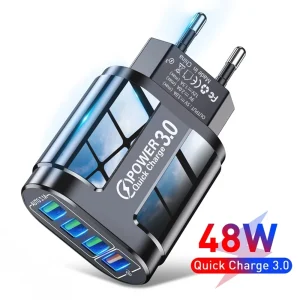 מטען נייד 4USB מהיר 48W - לאייפון, אנדרואיד, שיאומי