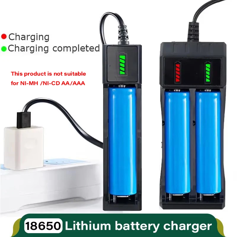 מטען סוללות 18650 USB - 1,2,4 חריצים ליתיום