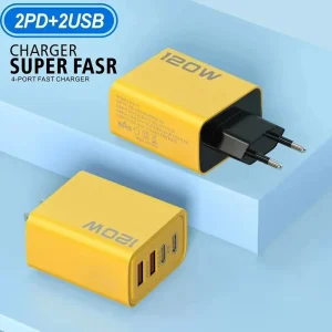 מטען קיר מהיר 120W - 4 יציאות USB C לנייד