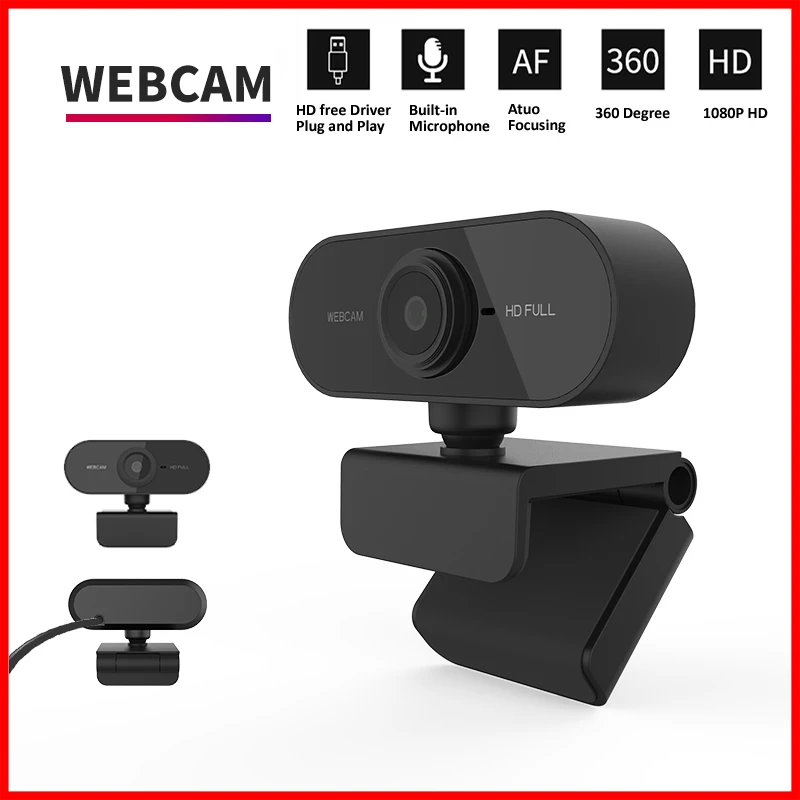 מיני מצלמת רשת 1080P HD למחשב - עם מיקרופון USB