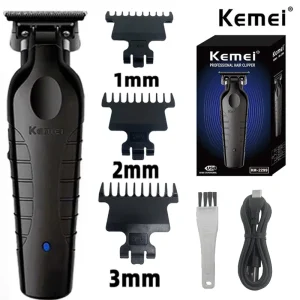מכונת תספורת אלחוטית Kemei 2299 - 0 מ,מ חריטה מקצועית