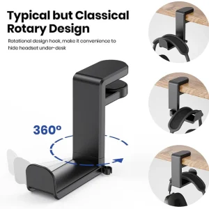 מעמד לאוזניות גיימינג מתכוונן תלייה מתחת לשולחן