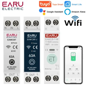 מפסק חכם WiFi Tuya MCB 63A - מדידת אנרגיה ושליטה מרחוק