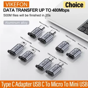 מתאם Type C, המרת USB C ל-Micro,Mini,Lightning