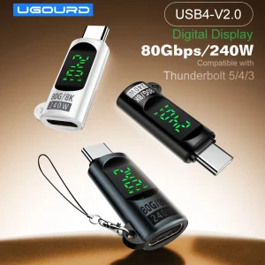 מתאם USB4 80Gbps - כבל טעינה ותצוגה למחשב