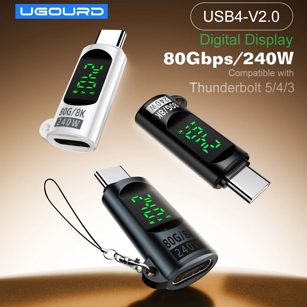 מתאם USB4 80Gbps - כבל טעינה ותצוגה למחשב