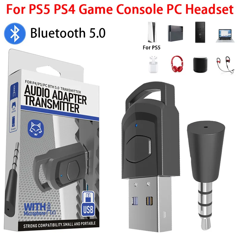מתאם אודיו לאוזניות אלחוטיות PS5 PS4 - Bluetooth 5.0