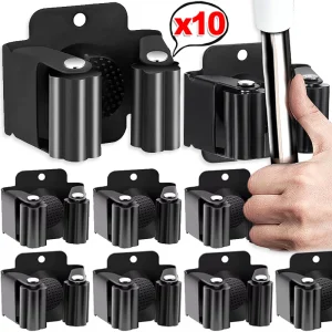 מתלה מטאטא נירוסטה לקיר - ארגון יעיל לבית