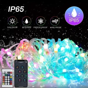 נורות לד WS2812B RGBIC - שלט חכם, קישוט לעץ חג מולד