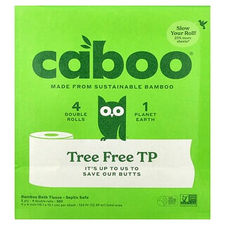 נייר טואלט Caboo - 4 גלילים כפולים נטולי עץ