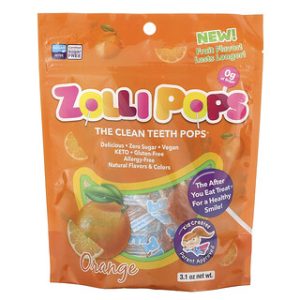 סוכריות Zollipops כתומות 3.1oz - סוכריות לניקוי שיניים