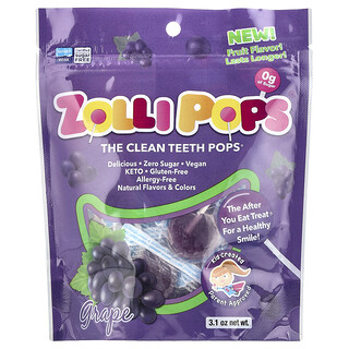 סוכריות Zollipops ענבים - סוכריות לשיניים נקיות 3.1oz