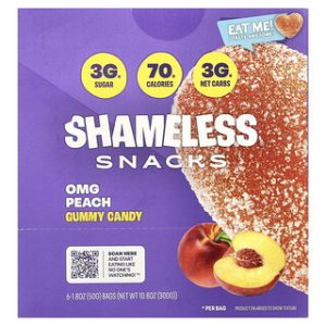סוכריות גומי אפרסק OMG - 6 שקיות Shameless Snacks