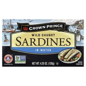 סרדינים טבעיים Crown Prince במים - 120 גרם