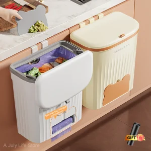 פח אשפה למטבח תלוי קיר עם מכסה - 8.5,12 ליטר