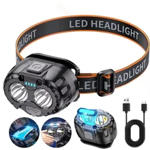 פנס ראש LED טעינה USB - חיישן תנועה, 250 לום