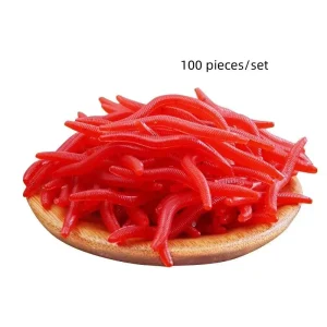 פתיון תולעת אדומה - 100 יח׳ - 3.5 ס״מ - דמוי תולעת