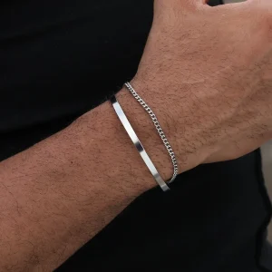 צמיד לגבר, שרשרת קובנית נירוסטה 3 מ,מ מתכוונן