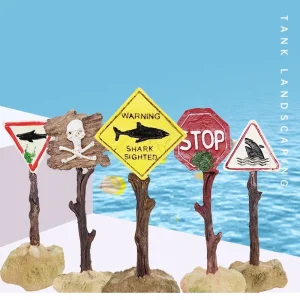 קישוט לאקווריום- שלט כריש מלאכותי- גימור מרהיב