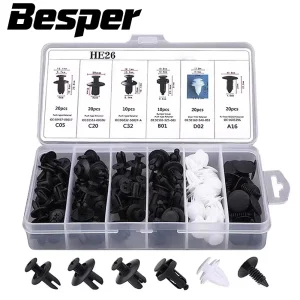 קליפסים לרכב - ערכת מהדקי פלסטיק מעורבת