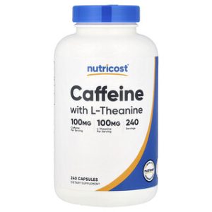 קפאין עם L-ת'יאנין - 240 כמוסות Nutricost