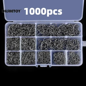 קרסי דיג משוננים 100-1000 יח'- ערכת תיבת פלסטיק