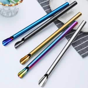 קשיות מתכת רב פעמיות 5 יח'- בועות, שייק, תה פנינים