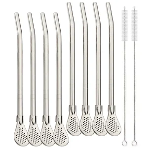 קשיות שתייה רב פעמיות נירוסטה 8 יח׳ - סכו״ם קוקטייל