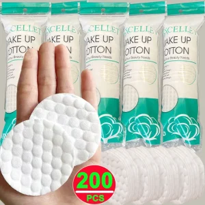 רפידות כותנה עגולות לניקוי פנים - 200 יחידות
