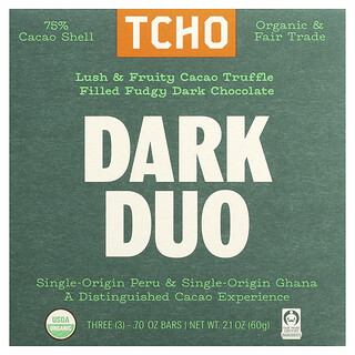 שוקולד מריר TCHO Dark Duo - טראפלס קקאו 3 יח׳