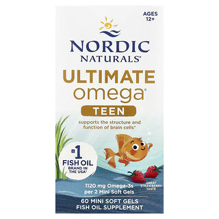 שמן דגים לנוער - Nordic Naturals Ultimate Omega - תות - 60 כמוסות