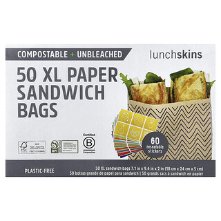 שקיות נייר לסנדוויץ' XL Lunchskins - 50 יחידות