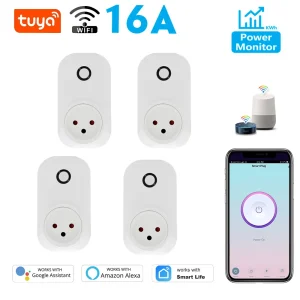 שקע חכם Tuya - תקע ישראלי 16A עם ניטור צריכה