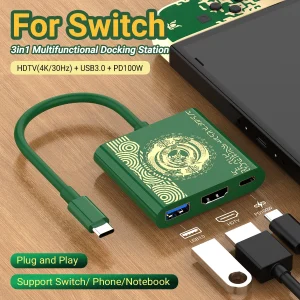 תחנת עגינה 4K Switch - רכזת משחקים 3 ב-1