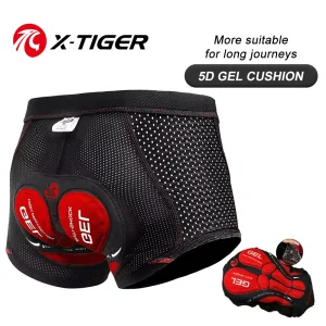 תחתון רכיבה X-TIGER, מכנסיים מרופדים ג'ל לנשימה